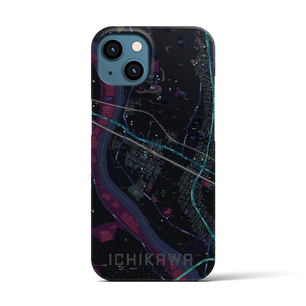 【市川(千葉県)】地図柄iPhoneケース(バックカバータイプ)