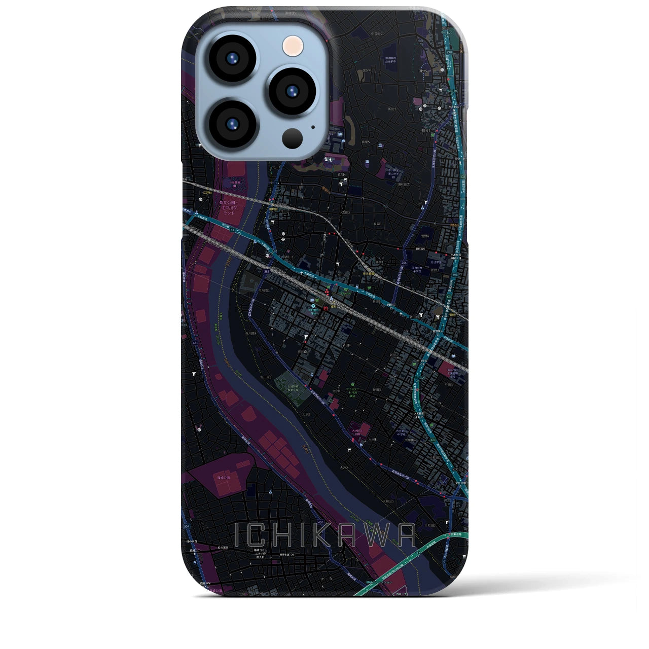 【市川(千葉県)】地図柄iPhoneケース(バックカバータイプ)