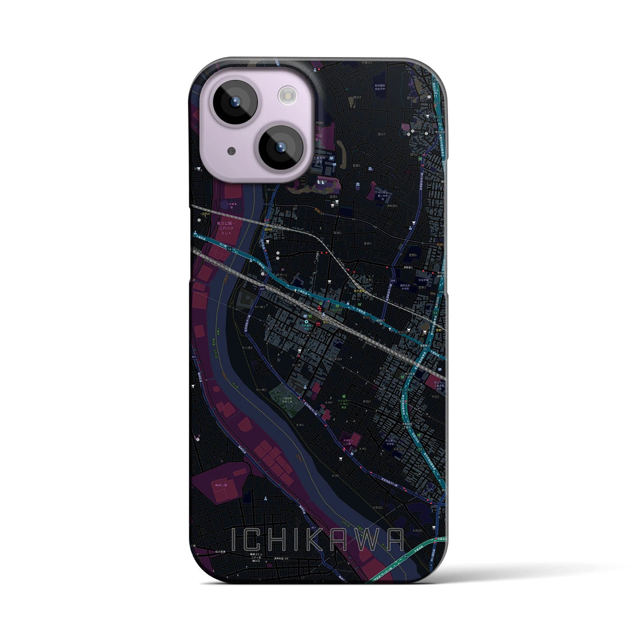 【市川(千葉県)】地図柄iPhoneケース(バックカバータイプ)