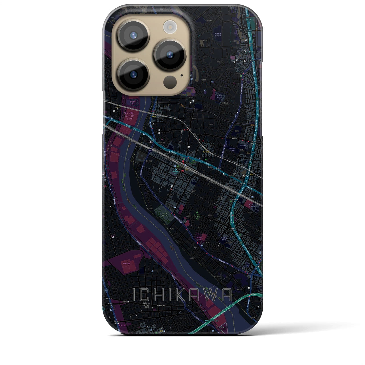 【市川(千葉県)】地図柄iPhoneケース(バックカバータイプ)