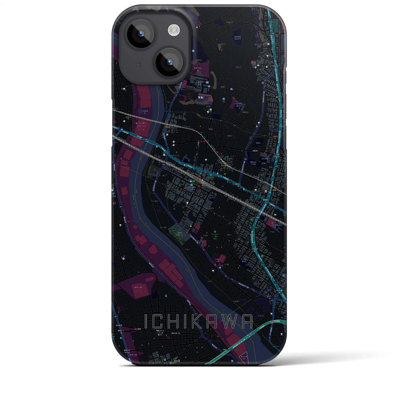 【市川(千葉県)】地図柄iPhoneケース(バックカバータイプ)