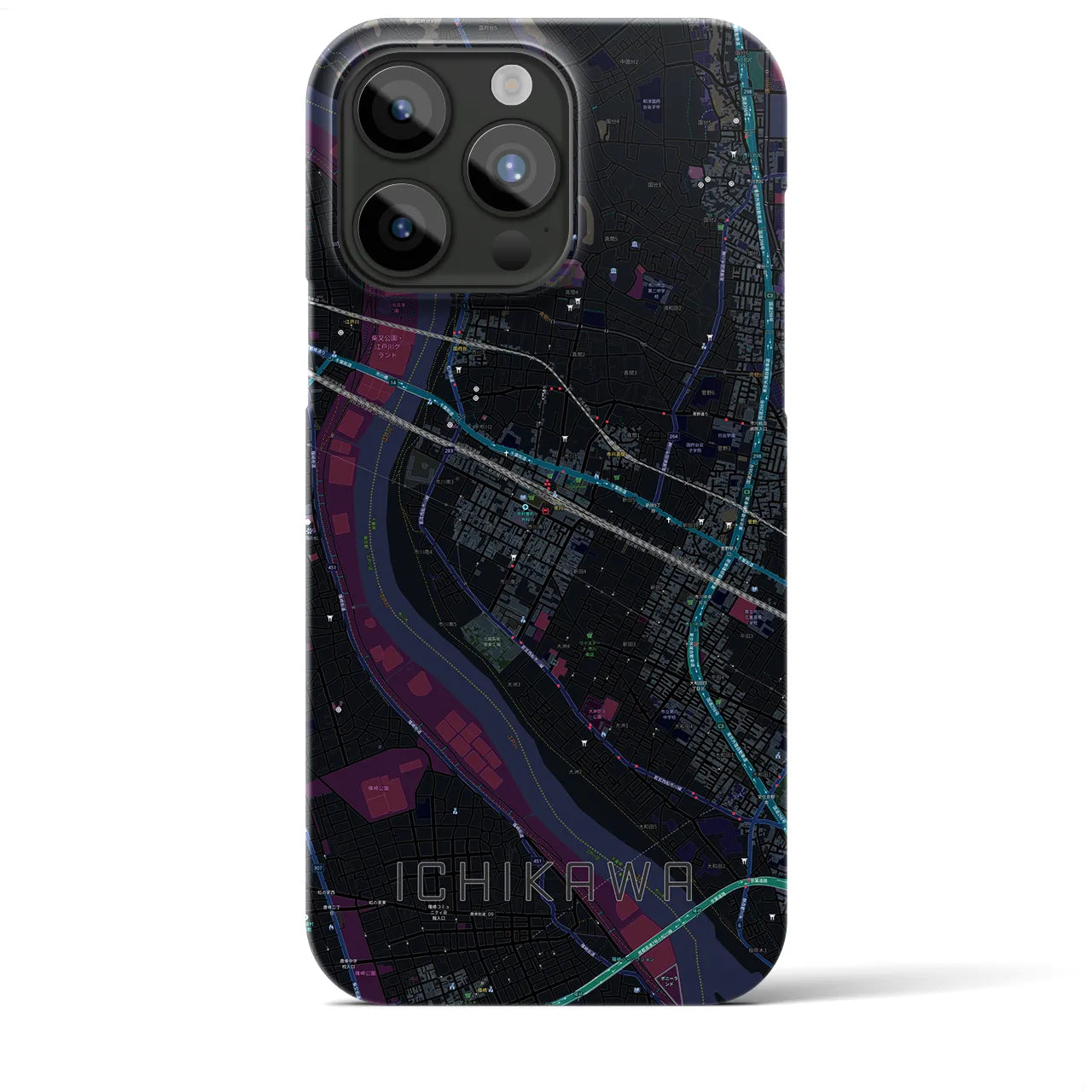 【市川(千葉県)】地図柄iPhoneケース(バックカバータイプ)