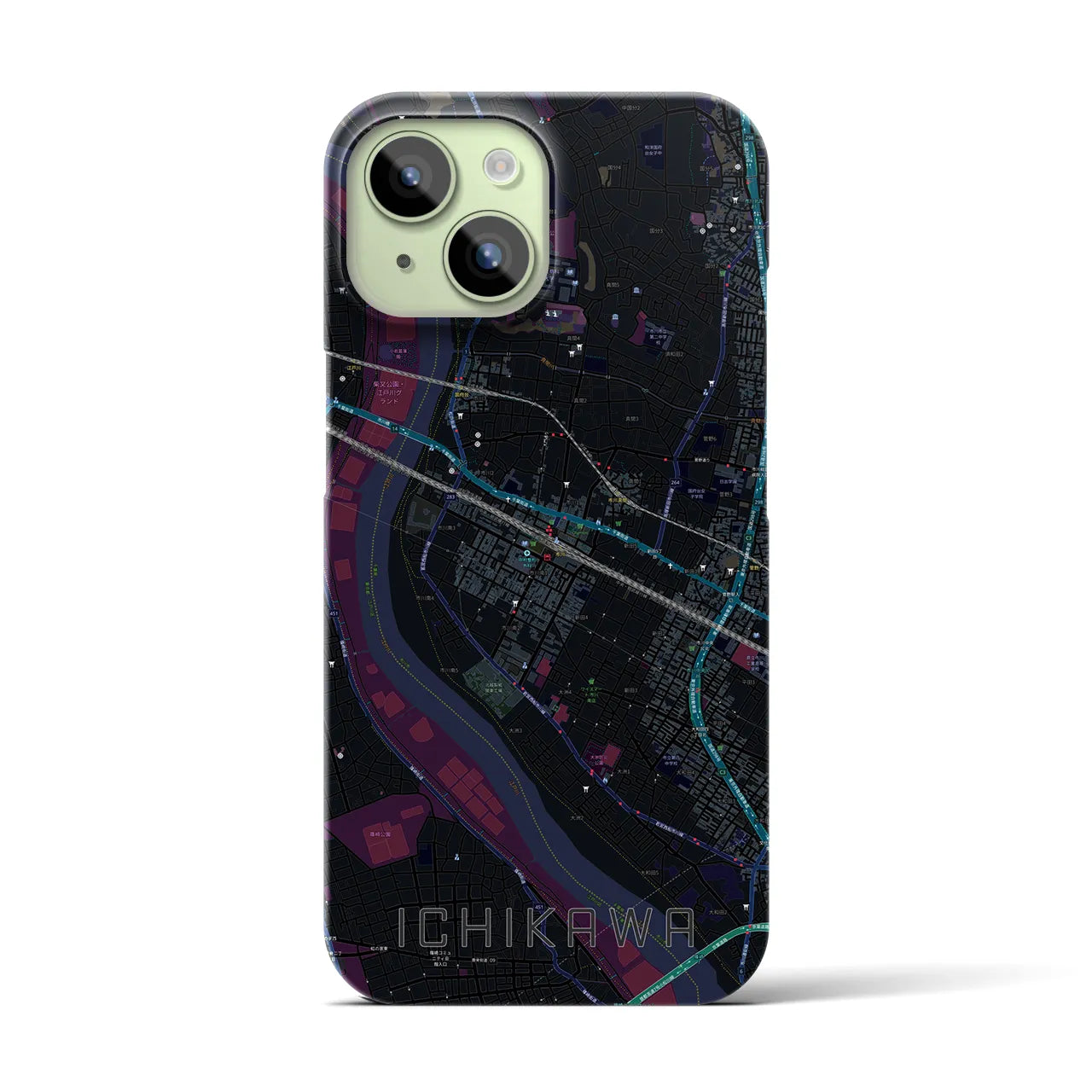 【市川(千葉県)】地図柄iPhoneケース(バックカバータイプ)
