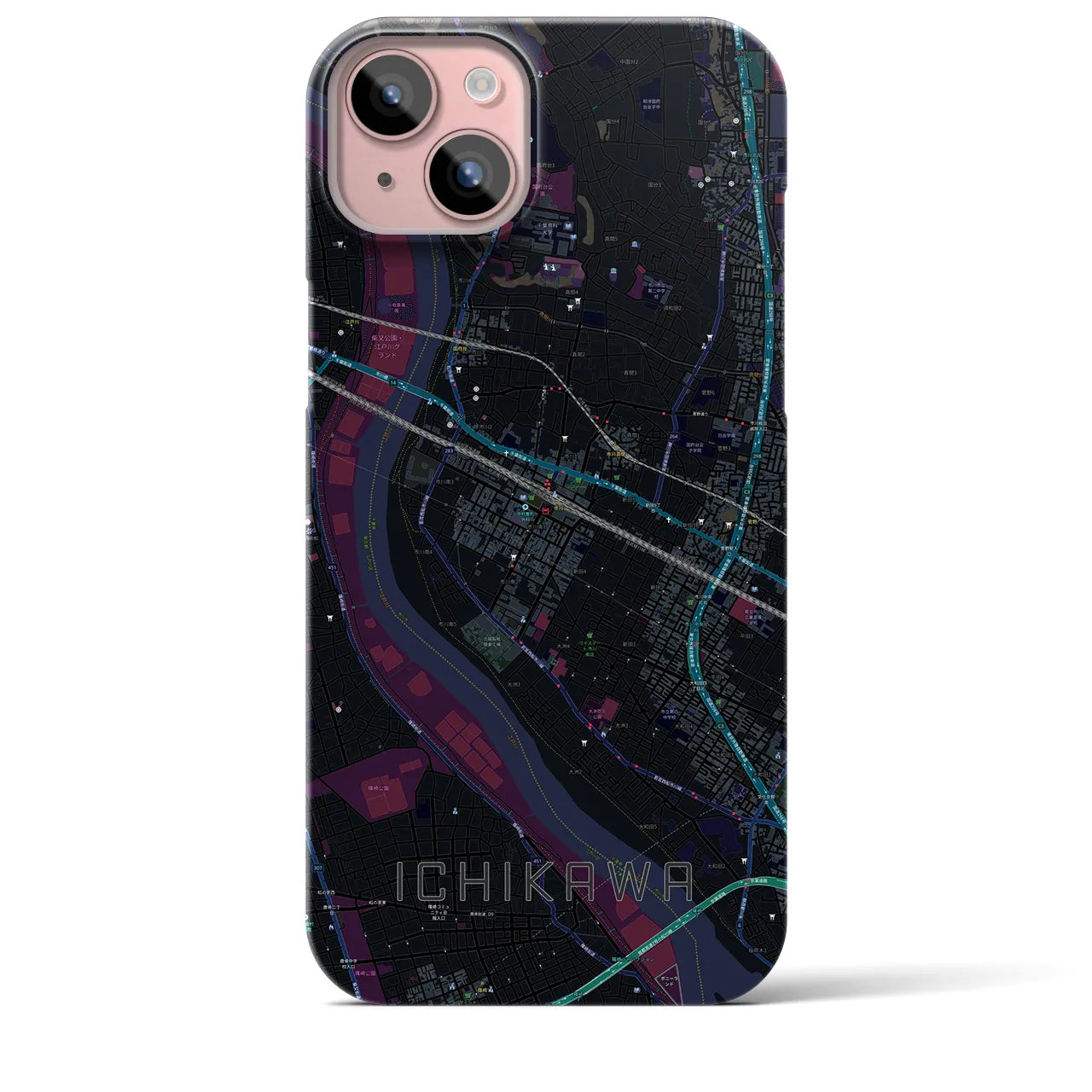 【市川(千葉県)】地図柄iPhoneケース(バックカバータイプ)