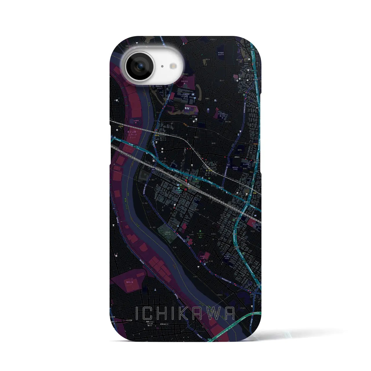 【市川(千葉県)】地図柄iPhoneケース(バックカバータイプ)