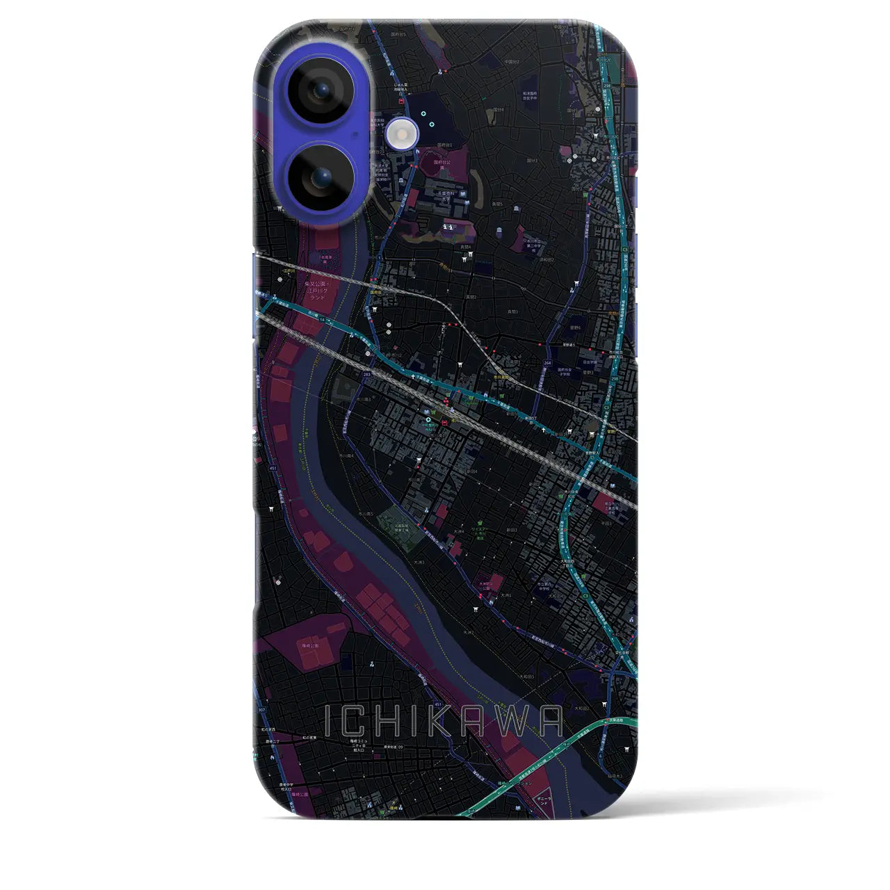 【市川(千葉県)】地図柄iPhoneケース(バックカバータイプ)