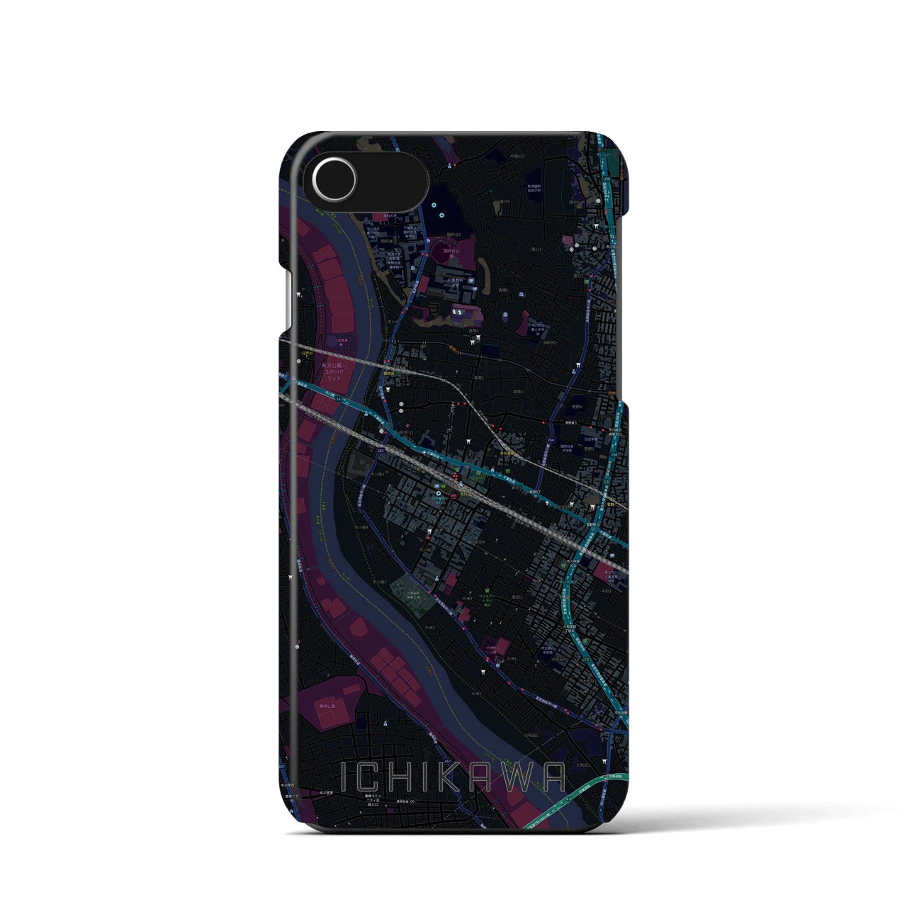 【市川(千葉県)】地図柄iPhoneケース(バックカバータイプ)