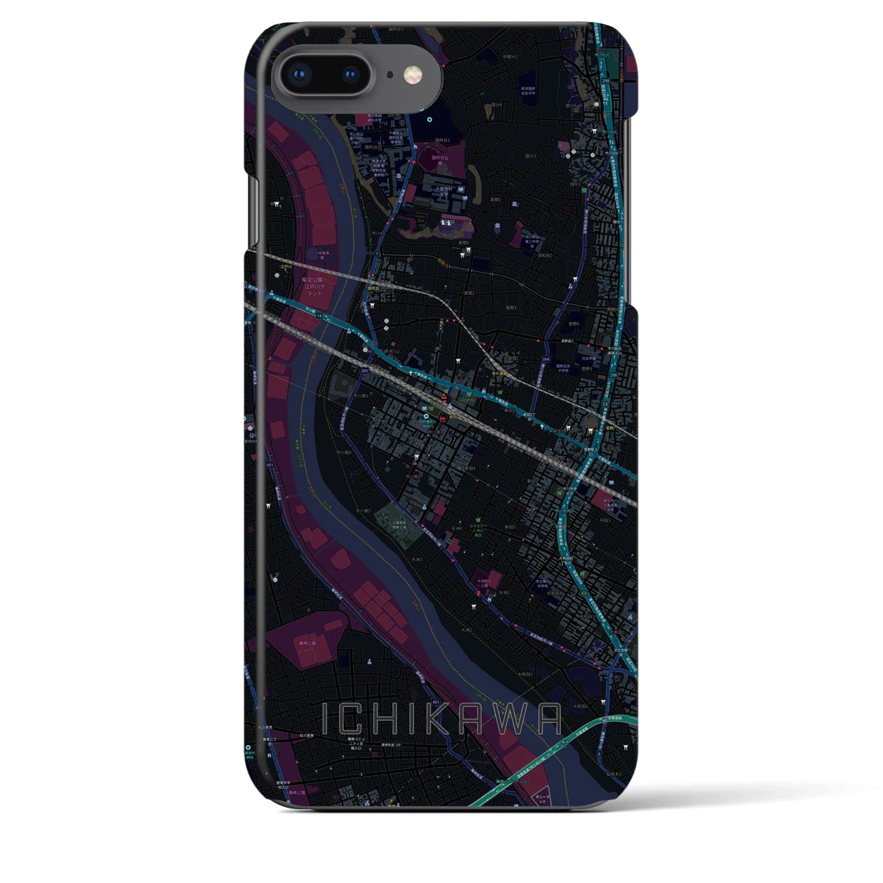 【市川(千葉県)】地図柄iPhoneケース(バックカバータイプ)