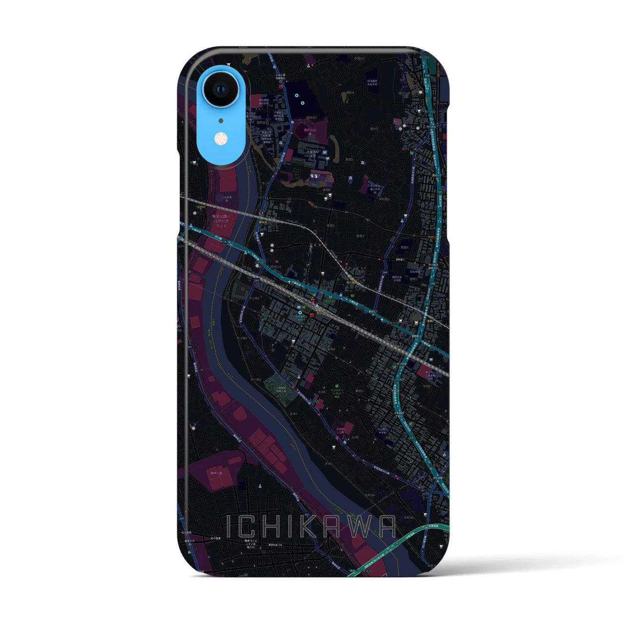 【市川(千葉県)】地図柄iPhoneケース(バックカバータイプ)