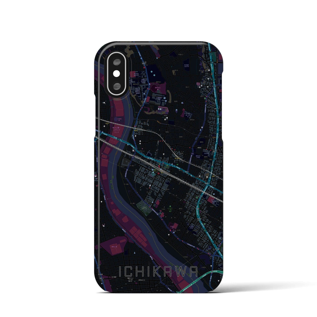 【市川(千葉県)】地図柄iPhoneケース(バックカバータイプ)