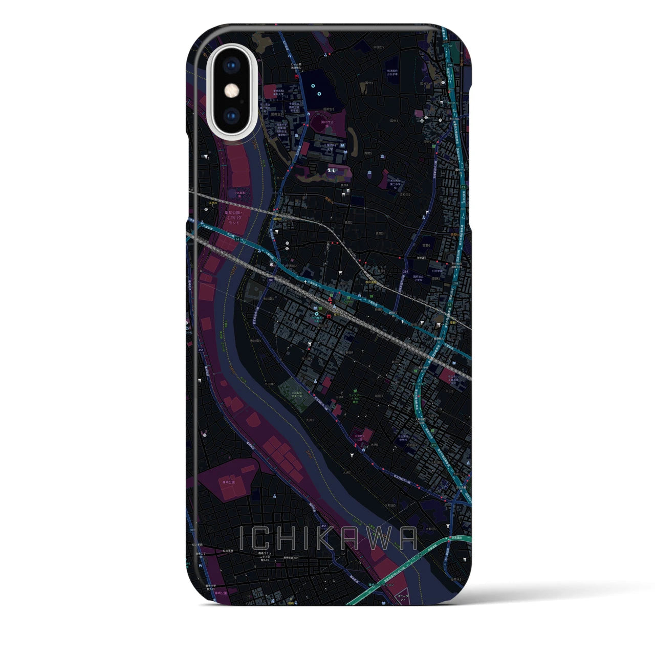 【市川(千葉県)】地図柄iPhoneケース(バックカバータイプ)