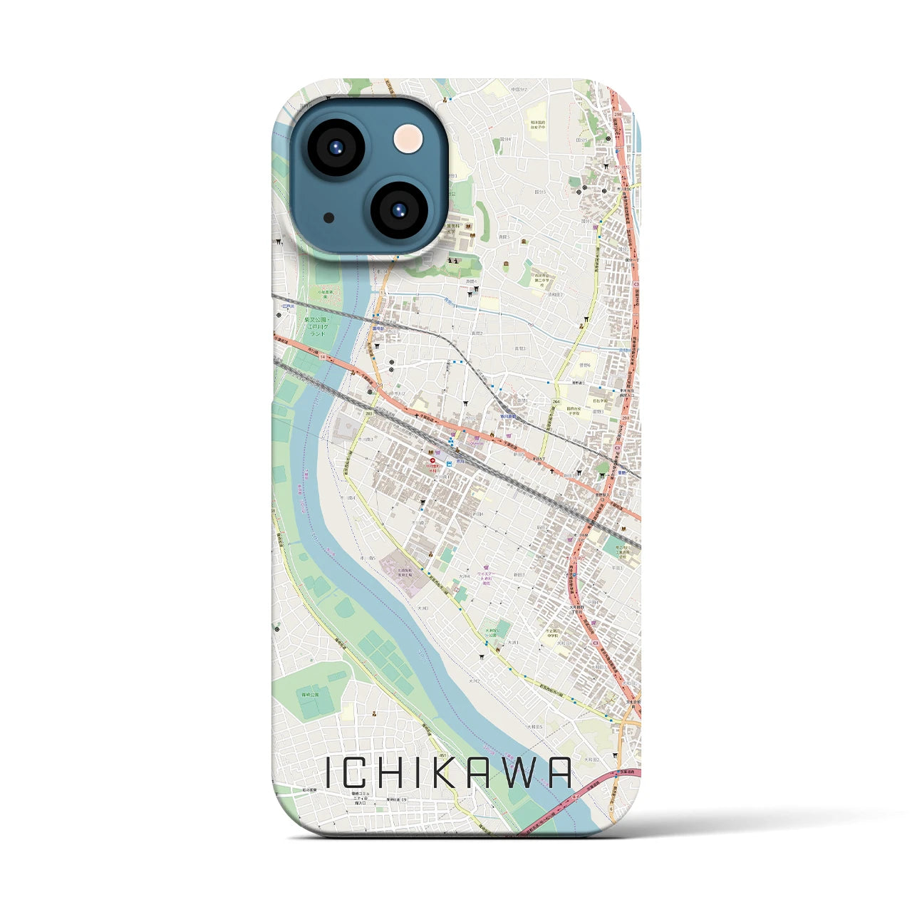 【市川(千葉県)】地図柄iPhoneケース(バックカバータイプ)