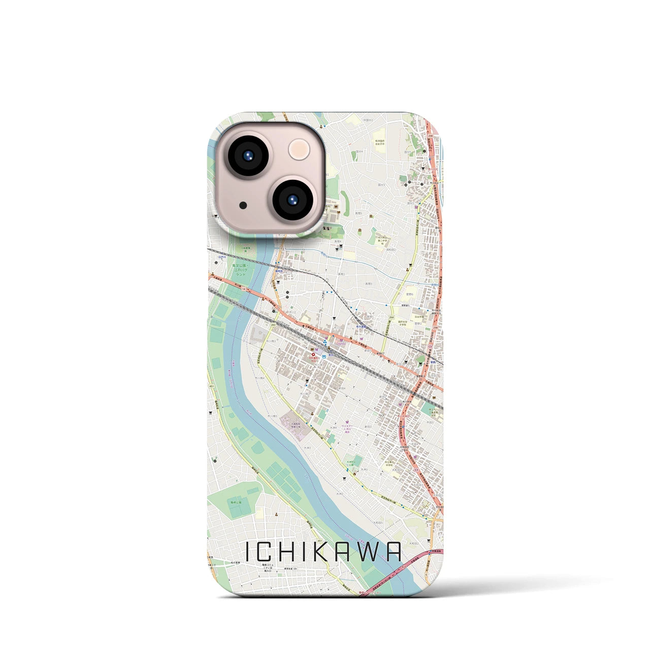 【市川(千葉県)】地図柄iPhoneケース(バックカバータイプ)