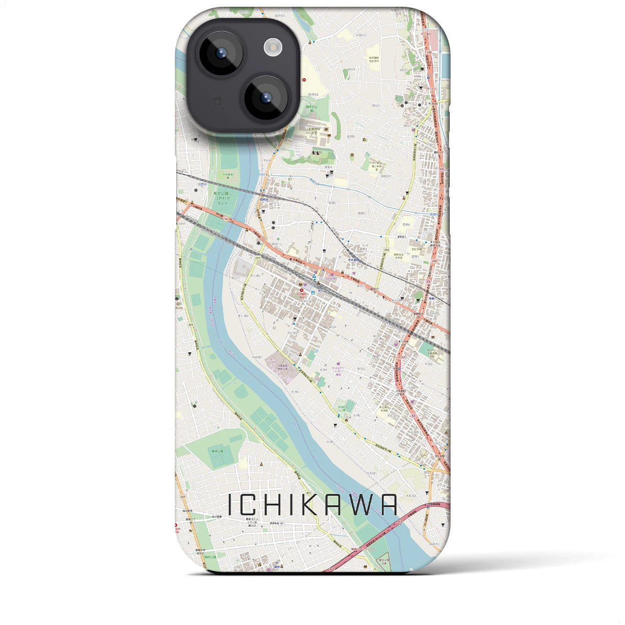 【市川(千葉県)】地図柄iPhoneケース(バックカバータイプ)