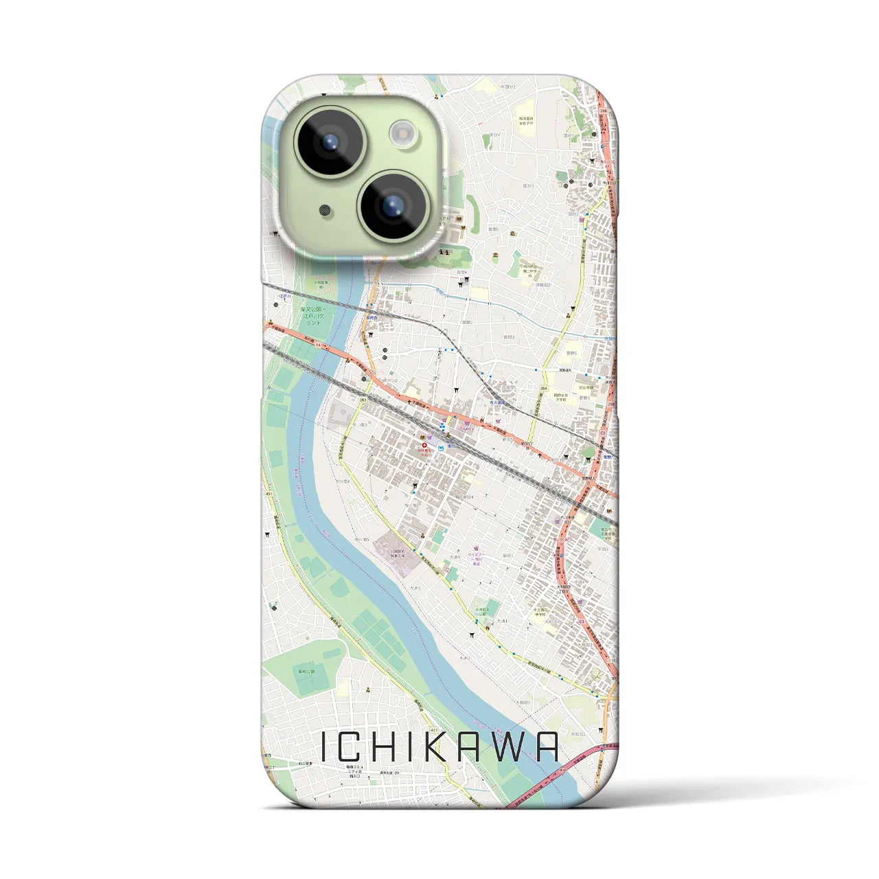 【市川(千葉県)】地図柄iPhoneケース(バックカバータイプ)