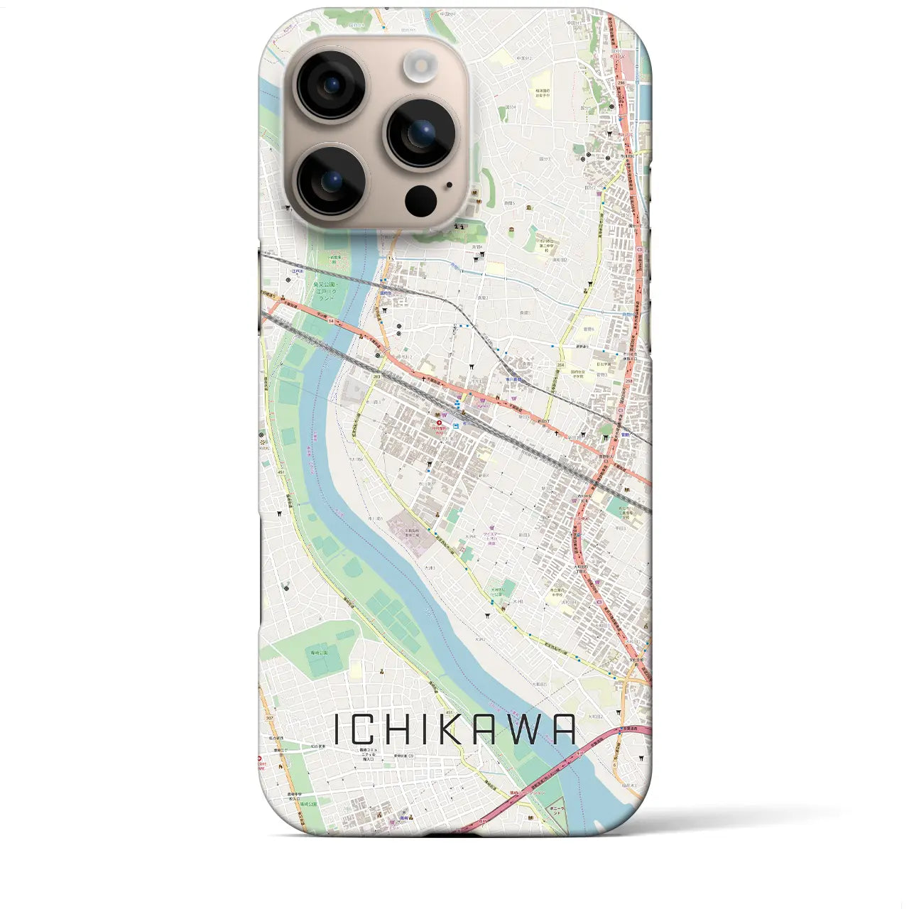 【市川(千葉県)】地図柄iPhoneケース(バックカバータイプ)