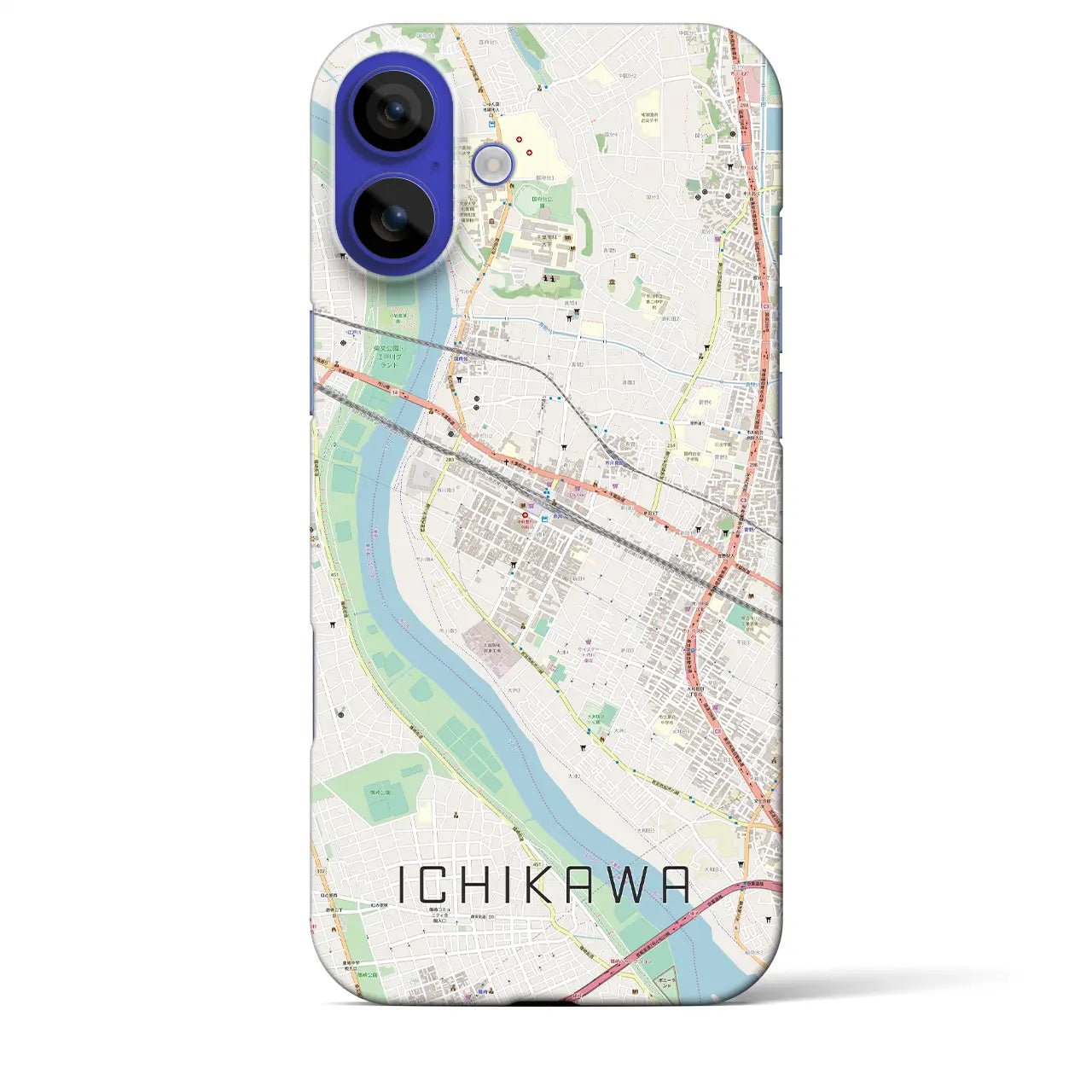 【市川(千葉県)】地図柄iPhoneケース(バックカバータイプ)ナチュラル・iPhone 16 Pro Max 用