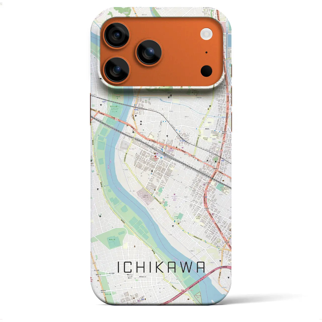 【市川(千葉県)】地図柄iPhoneケース(バックカバータイプ)ナチュラル・iPhone 17 Pro Max 用