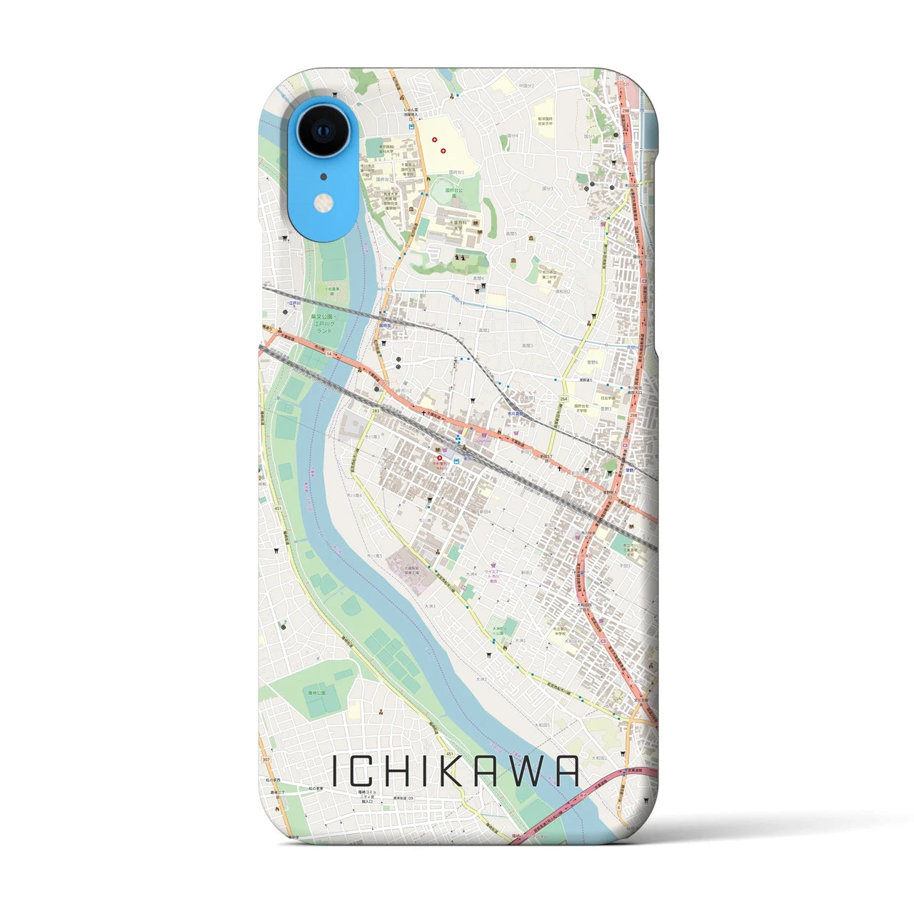 【市川(千葉県)】地図柄iPhoneケース(バックカバータイプ)