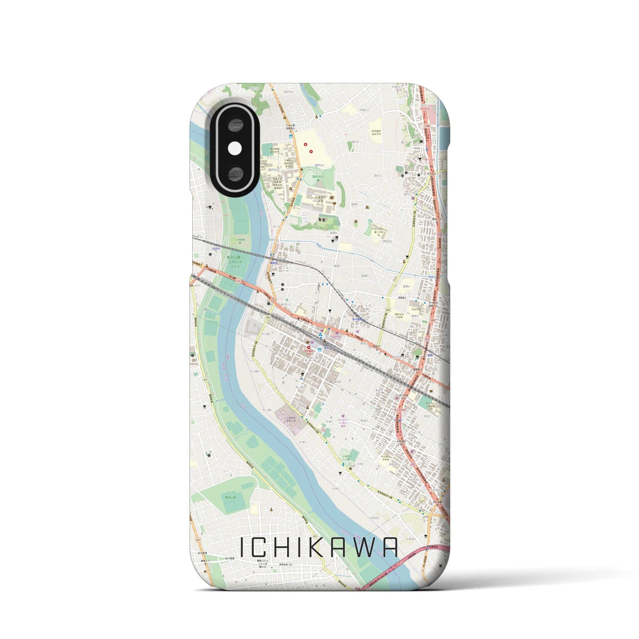 【市川(千葉県)】地図柄iPhoneケース(バックカバータイプ)