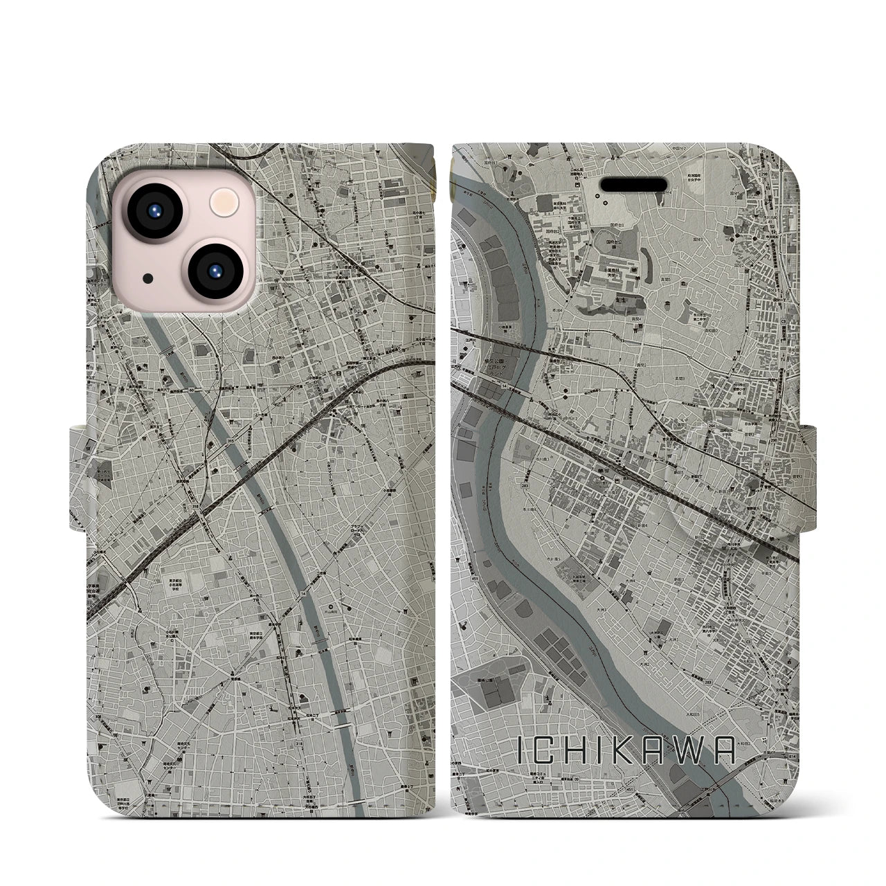 【市川(千葉県)】地図柄iPhoneケース(手帳タイプ)