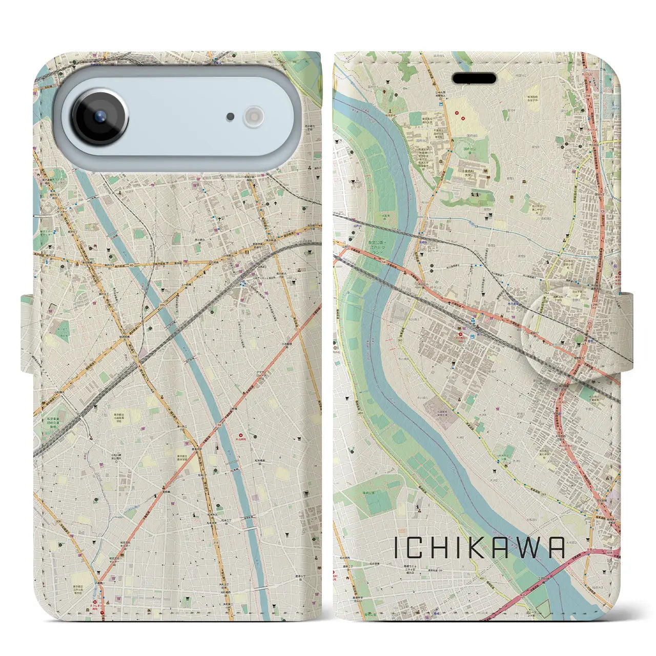 【市川(千葉県)】地図柄iPhoneケース(手帳タイプ)