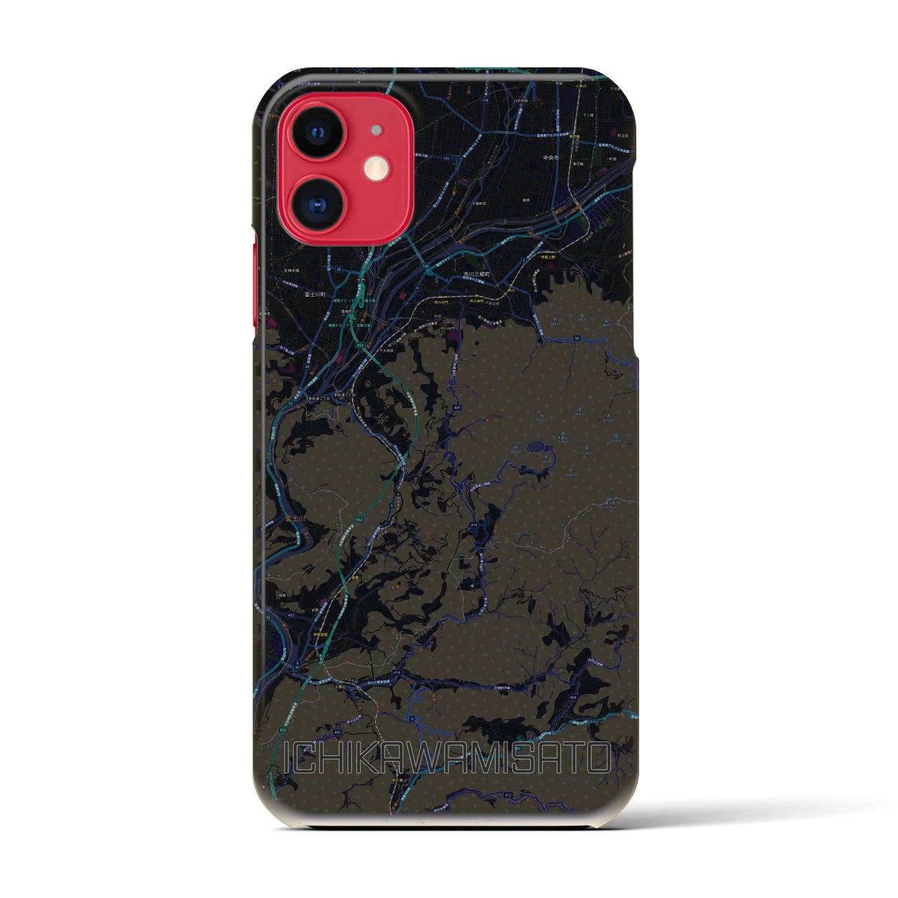 【市川三郷(山梨県)】地図柄iPhoneケース(バックカバータイプ)