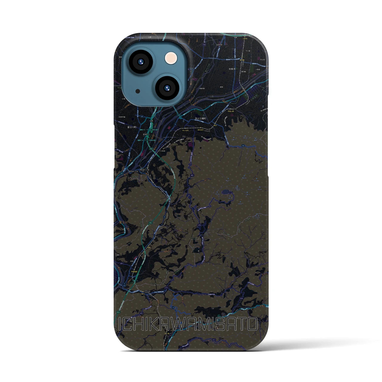 【市川三郷(山梨県)】地図柄iPhoneケース(バックカバータイプ)