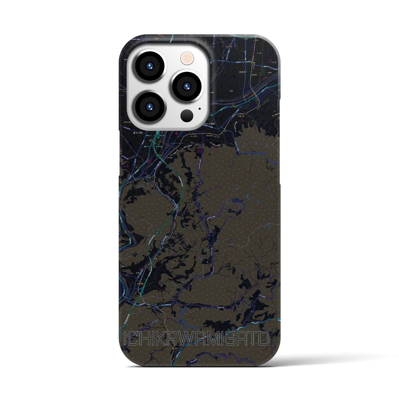 【市川三郷(山梨県)】地図柄iPhoneケース(バックカバータイプ)