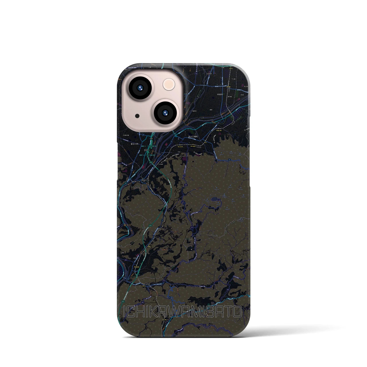 【市川三郷(山梨県)】地図柄iPhoneケース(バックカバータイプ)