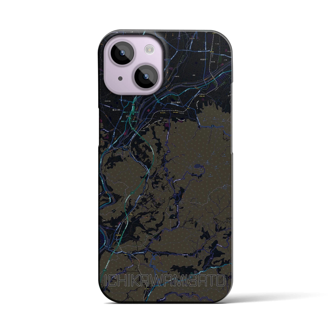 【市川三郷(山梨県)】地図柄iPhoneケース(バックカバータイプ)