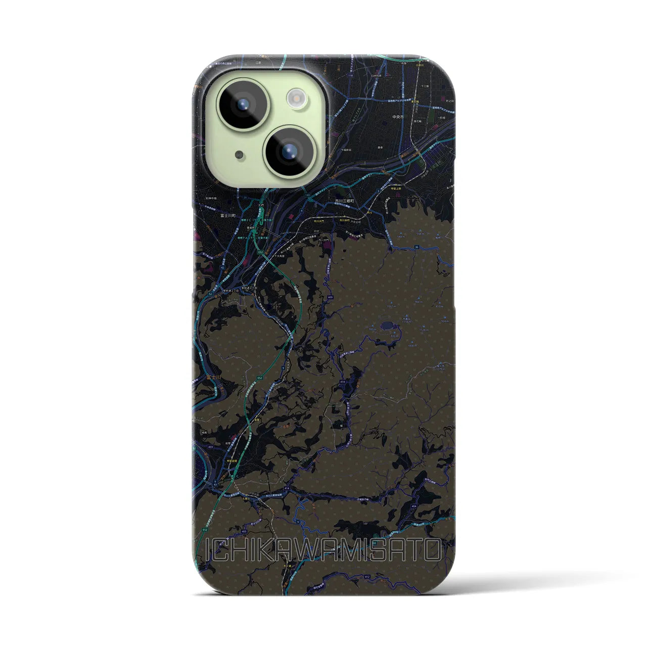 【市川三郷(山梨県)】地図柄iPhoneケース(バックカバータイプ)