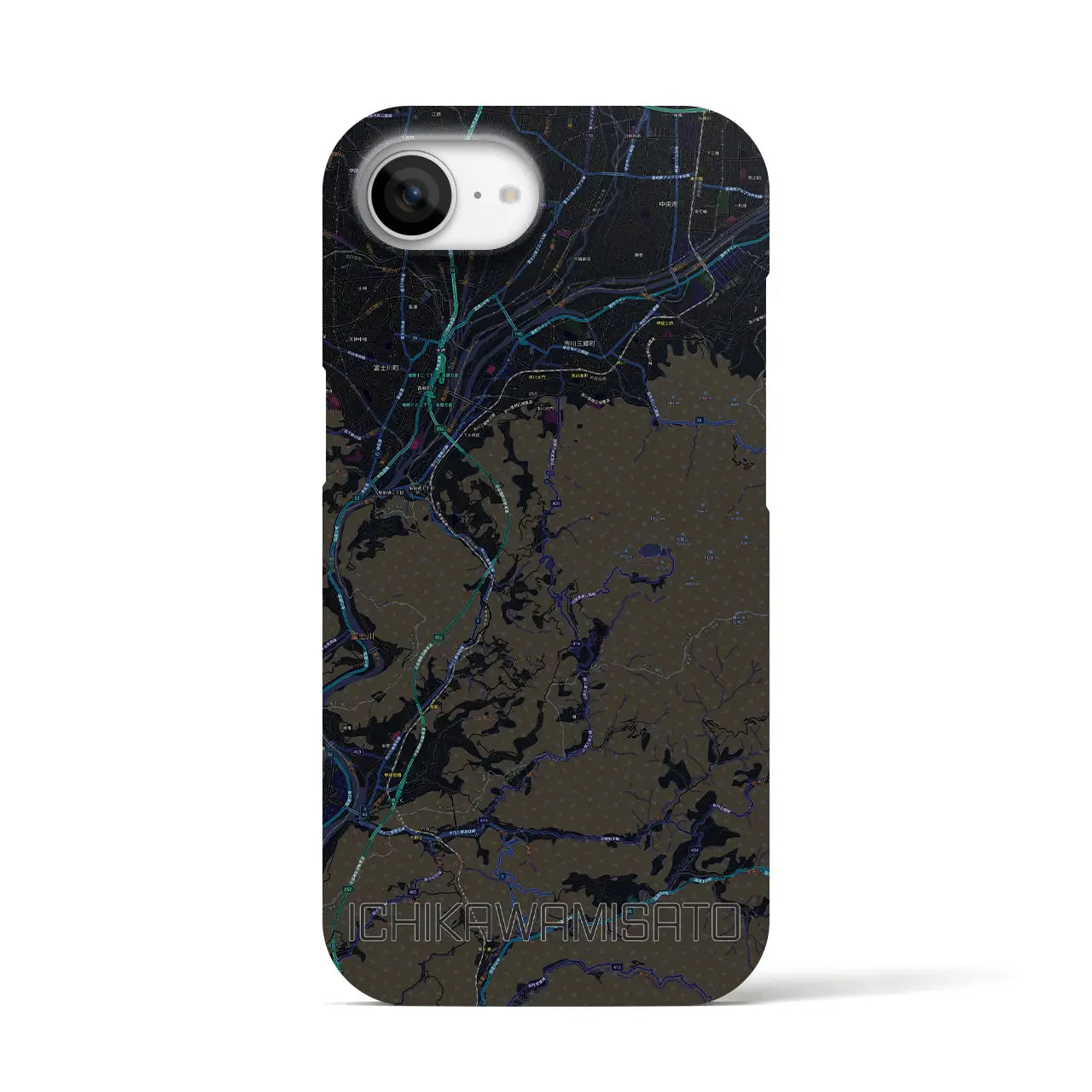 【市川三郷(山梨県)】地図柄iPhoneケース(バックカバータイプ)