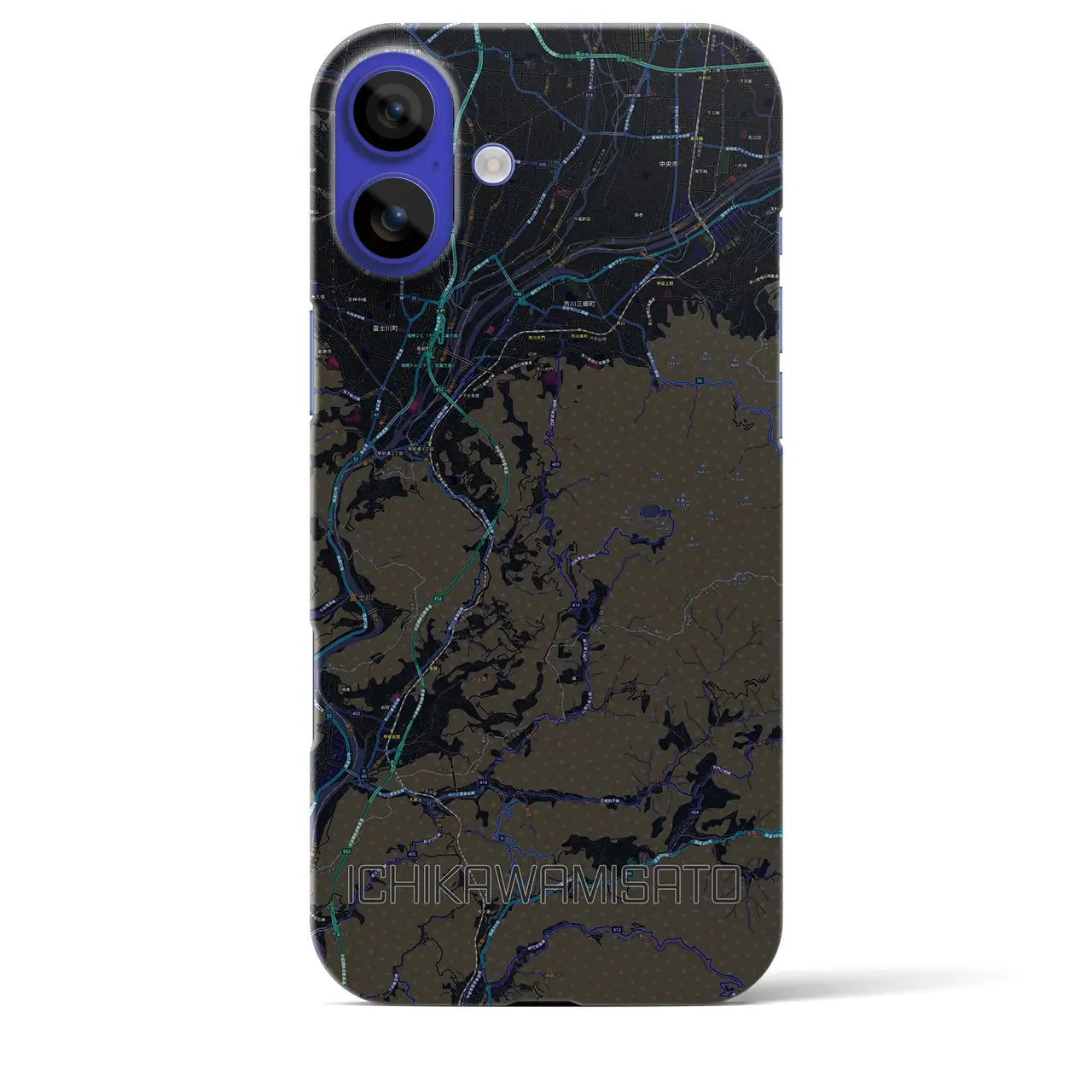 【市川三郷(山梨県)】地図柄iPhoneケース(バックカバータイプ)