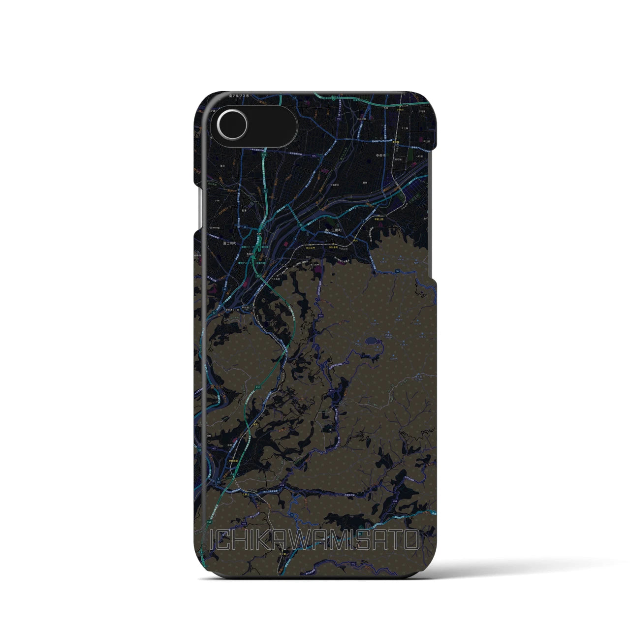 【市川三郷(山梨県)】地図柄iPhoneケース(バックカバータイプ)