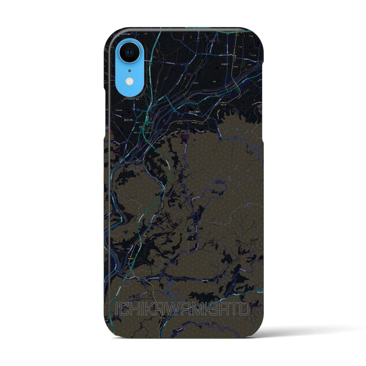 【市川三郷(山梨県)】地図柄iPhoneケース(バックカバータイプ)
