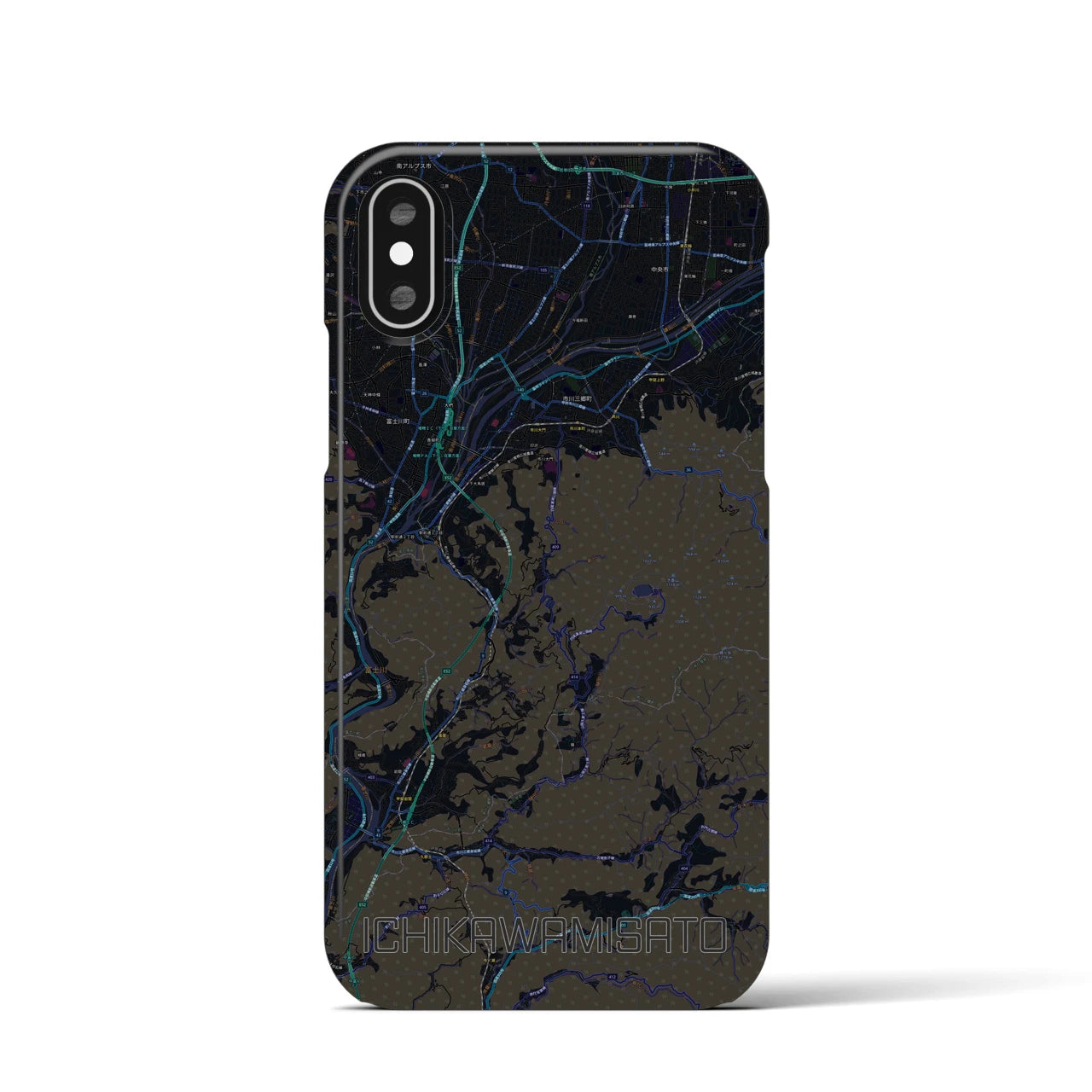 【市川三郷(山梨県)】地図柄iPhoneケース(バックカバータイプ)