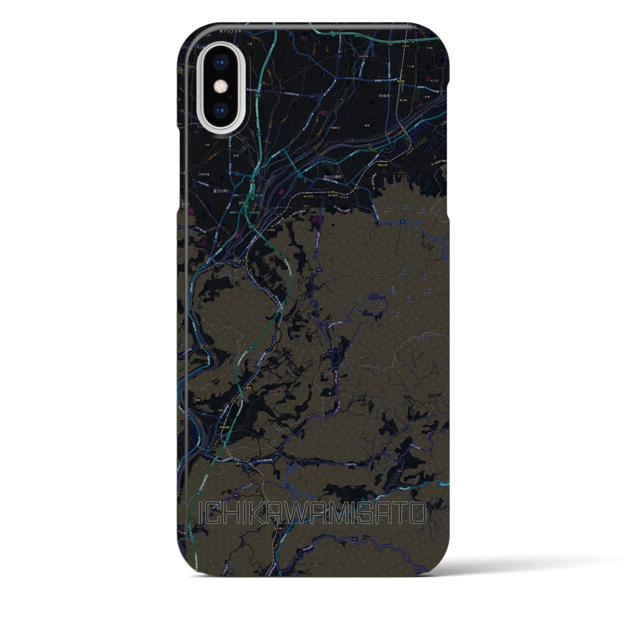 【市川三郷(山梨県)】地図柄iPhoneケース(バックカバータイプ)