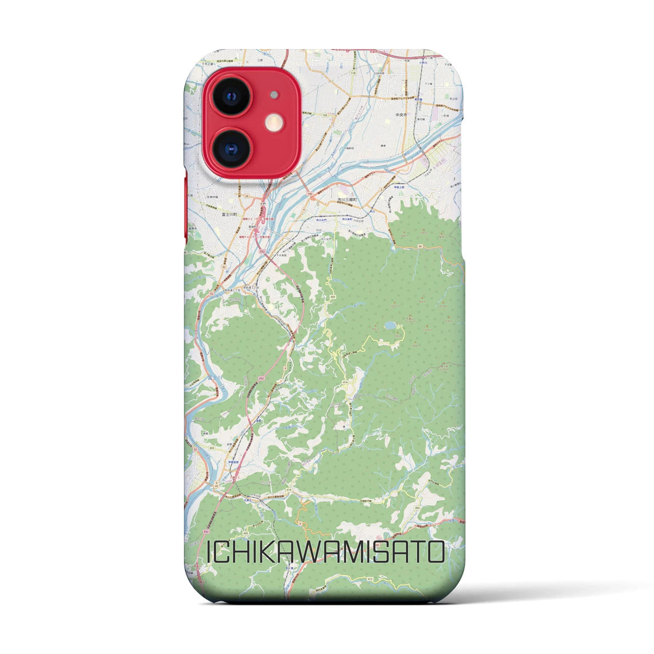 【市川三郷(山梨県)】地図柄iPhoneケース(バックカバータイプ)