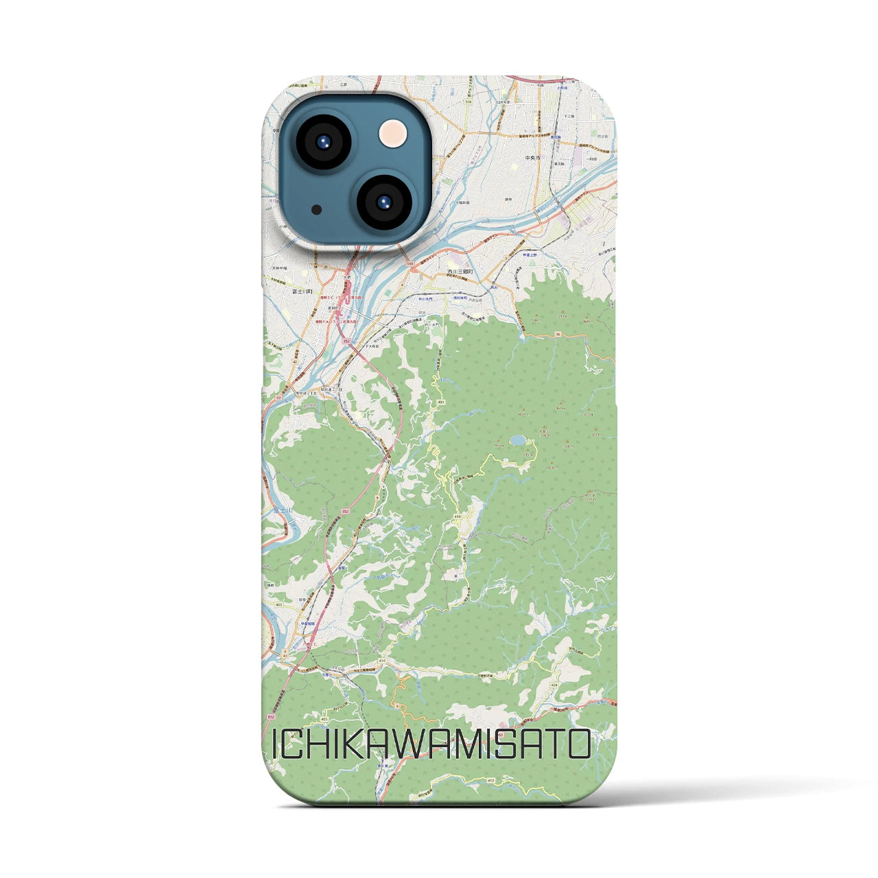 【市川三郷(山梨県)】地図柄iPhoneケース(バックカバータイプ)