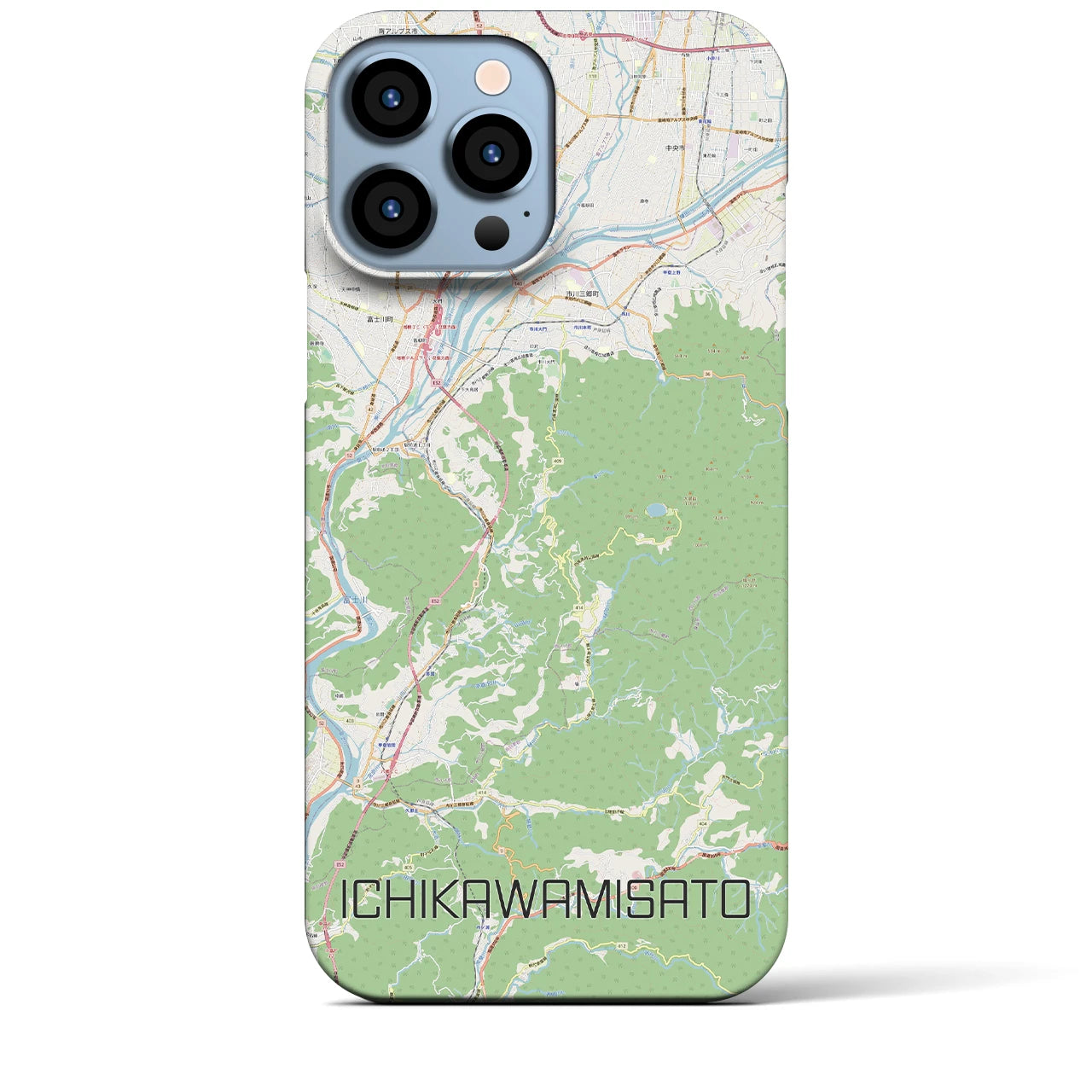 【市川三郷(山梨県)】地図柄iPhoneケース(バックカバータイプ)