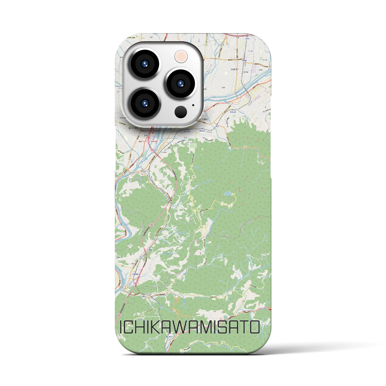 【市川三郷(山梨県)】地図柄iPhoneケース(バックカバータイプ)