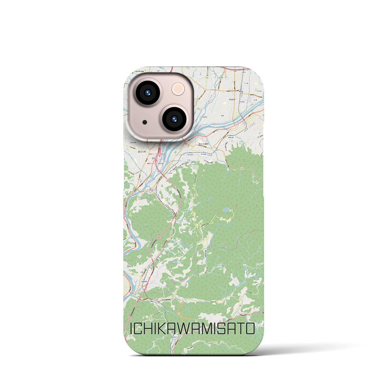 【市川三郷(山梨県)】地図柄iPhoneケース(バックカバータイプ)