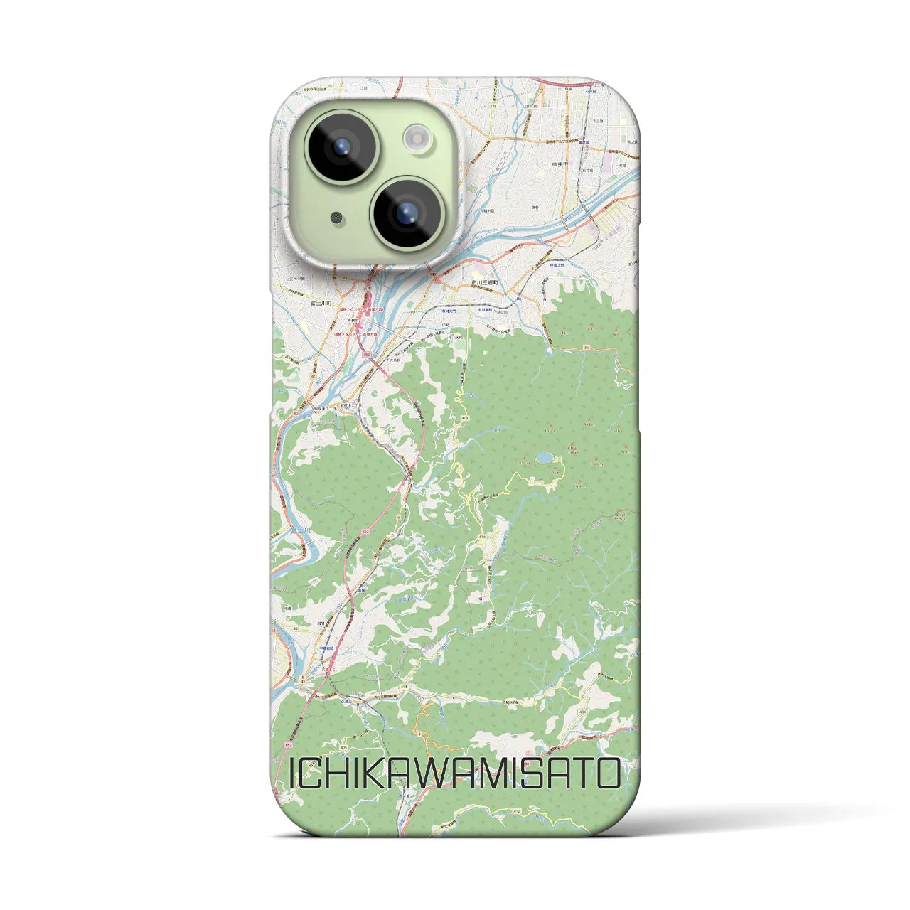 【市川三郷(山梨県)】地図柄iPhoneケース(バックカバータイプ)