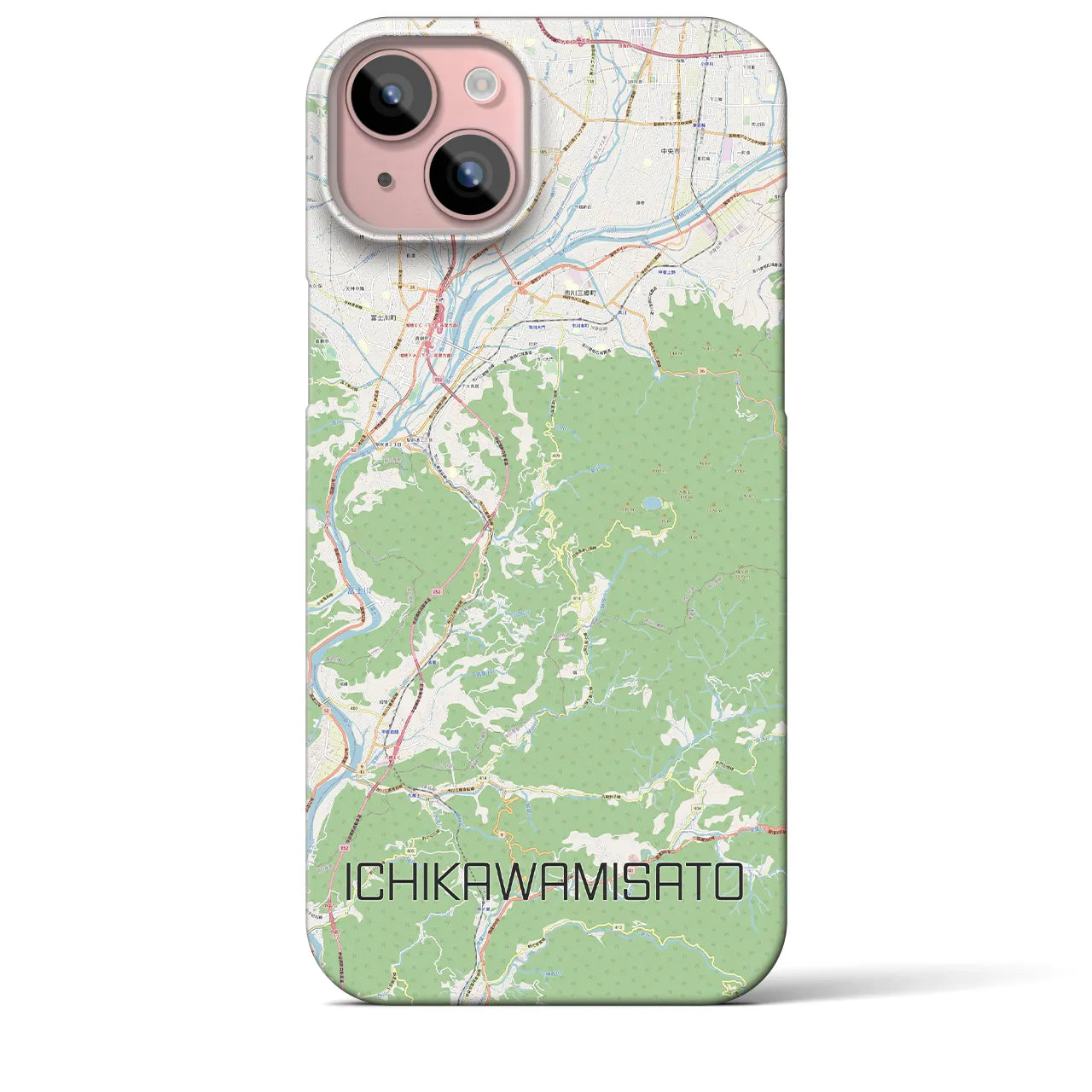 【市川三郷(山梨県)】地図柄iPhoneケース(バックカバータイプ)
