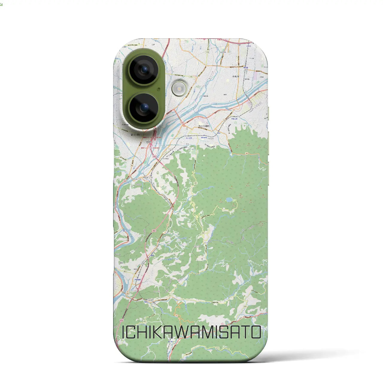 【市川三郷(山梨県)】地図柄iPhoneケース(バックカバータイプ)
