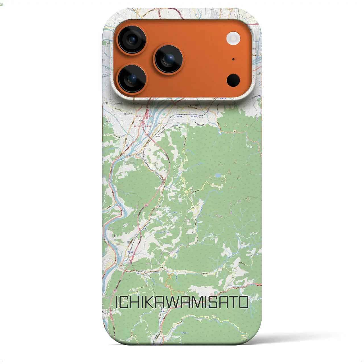 【市川三郷(山梨県)】地図柄iPhoneケース(バックカバータイプ)