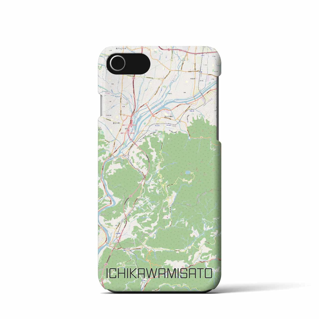 【市川三郷(山梨県)】地図柄iPhoneケース(バックカバータイプ)