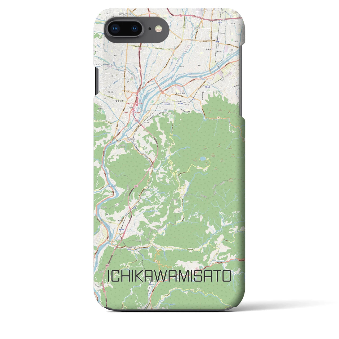 【市川三郷(山梨県)】地図柄iPhoneケース(バックカバータイプ)