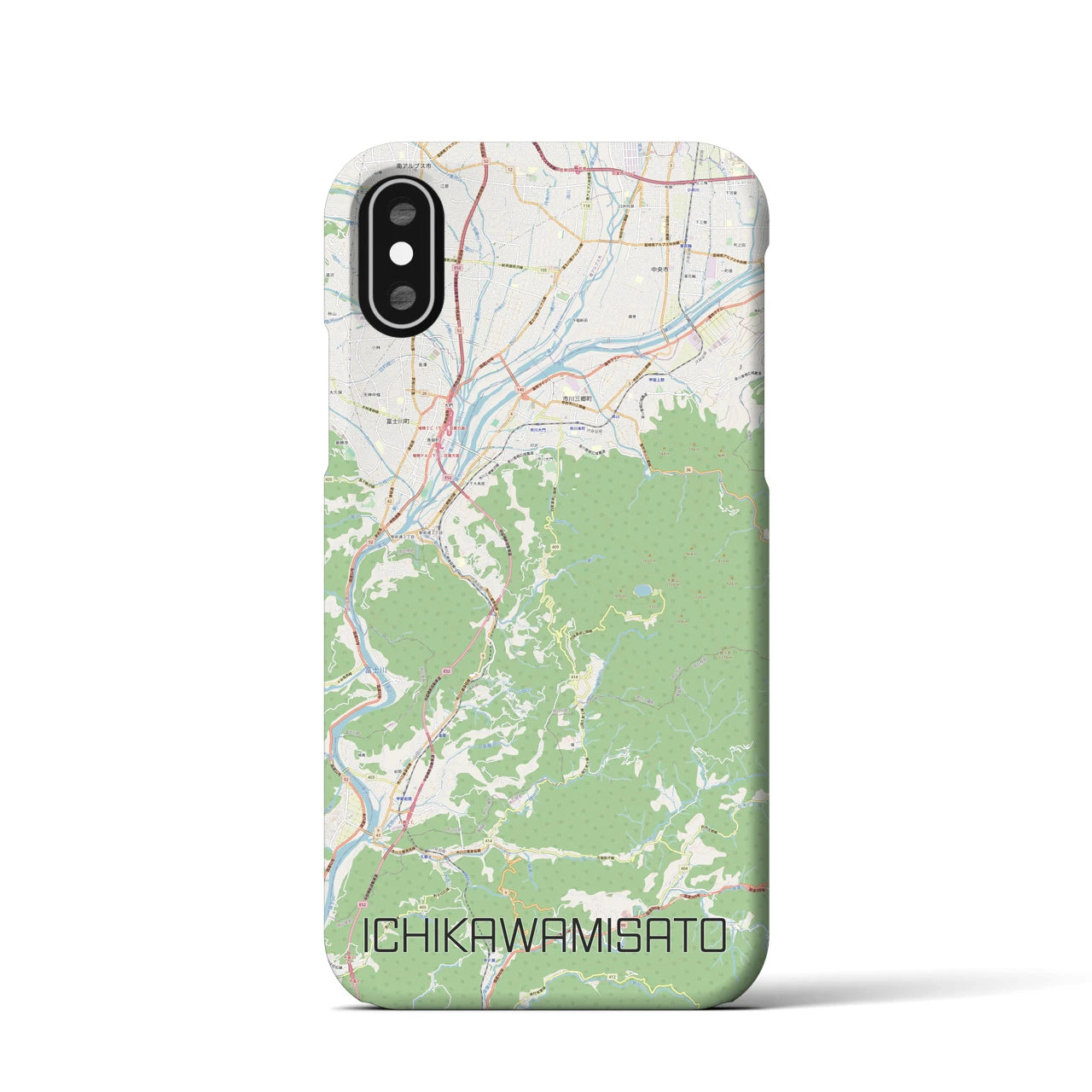 【市川三郷(山梨県)】地図柄iPhoneケース(バックカバータイプ)